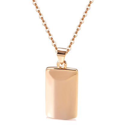 Colar Clássico Retangular com Acabamento em Ouro Rosé 14K Estilo Minimalista Texturizado