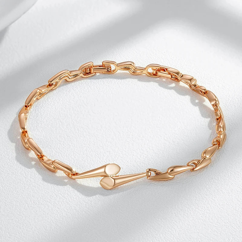 Pulseira Luxuosa de Correntes Entrelaçadas com Zircônias Naturais, Acabamento em Ouro Rosé 14K