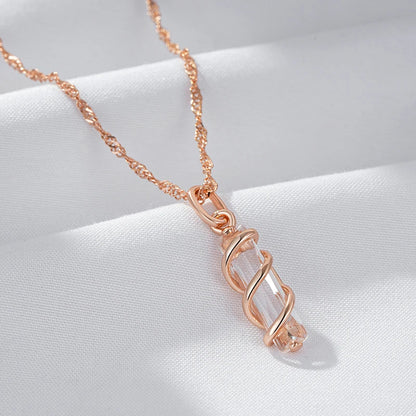 Colar Geométrico Espiral com Acabamento em Ouro Rosé 14K com Zircônia Central