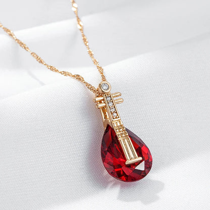 Colar Vintage com Gota Rubi e Acabamento em Ouro Rosé 14K