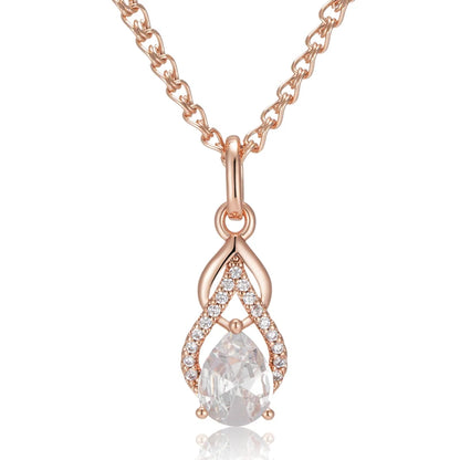 Colar Luxuoso de Gotas com Acabamento em Ouro Rosé 14K Cravejado de Zircônias