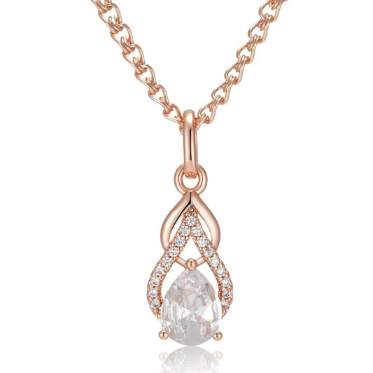 Colar Luxuoso de Gotas com Acabamento em Ouro Rosé 14K Cravejado de Zircônias