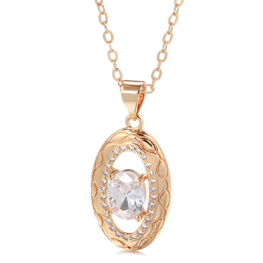 Colar Estilo Oval com Acabamento em Ouro Rosé 14K com Zircônia Natural